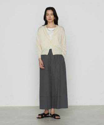 〔　ＴＡＬＬサイズ　〕　コットンタイプライター　ギャザーワイドパンツ（７６０５ＰＫ０５）