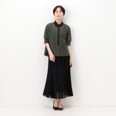 〔　ＴＡＬＬサイズ　〕　オーガンジートリコット　アシンメトリープリーツスカート（７６０６ＦＥ０１）