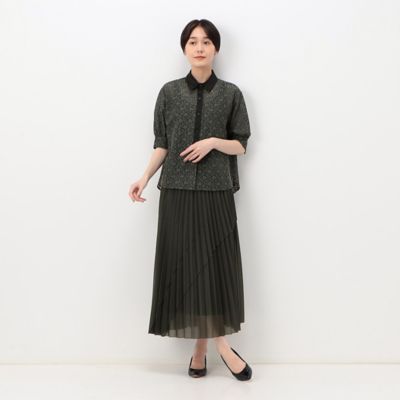 〔　ＴＡＬＬサイズ　〕　オーガンジートリコット　アシンメトリープリーツスカート（７６０６ＦＥ０１）