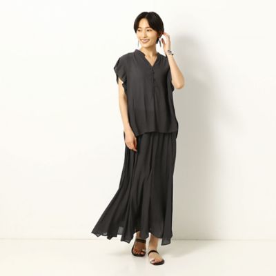 〔ＴＡＬＬサイズ〕【セットアップ対応／洗える】強撚割繊エアフロ―　ハンカチーフヘムロングスカート（７６０７ＦＺ０３）