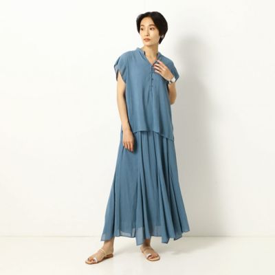 〔ＴＡＬＬサイズ〕【セットアップ対応／洗える】強撚割繊エアフロ―　ハンカチーフヘムロングスカート（７６０７ＦＺ０３）