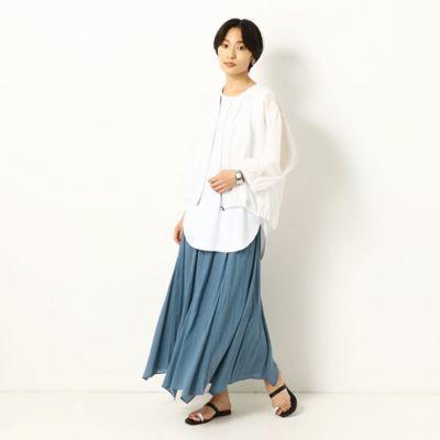 〔ＴＡＬＬサイズ〕【セットアップ対応／洗える】強撚割繊エアフロ―　ハンカチーフヘムロングスカート（７６０７ＦＺ０３）