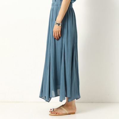 〔ＴＡＬＬサイズ〕【セットアップ対応／洗える】強撚割繊エアフロ―　ハンカチーフヘムロングスカート（７６０７ＦＺ０３）