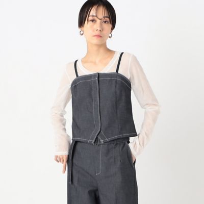 ＜COMME CA TALL (Women/大きいサイズ)＞〔　ＴＡＬＬサイズ　〕　ポリエステルデニム　ビスチェ（７６０７ＨＧ０２）