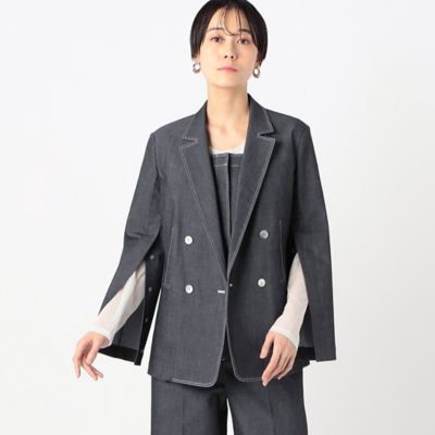 ＜COMME CA TALL (Women/大きいサイズ)＞〔　ＴＡＬＬサイズ　〕　ポリエステルデニム　ダブルブレストジャケット（７６０７ＪＧ０３）