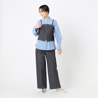 〔　ＴＡＬＬサイズ　〕　ポリエステルデニム　ワイドパンツ（７６０７ＰＧ０２）