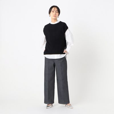 〔　ＴＡＬＬサイズ　〕　ポリエステルデニム　ワイドパンツ（７６０７ＰＧ０２）