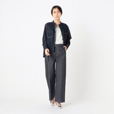 〔　ＴＡＬＬサイズ　〕　ポリエステルデニム　ワイドパンツ（７６０７ＰＧ０２）