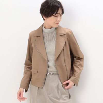 TALLサイズ 〕 ポンチフェイクレザーエンボス ライダース