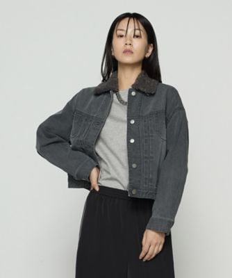＜COMME CA TALL (Women/大きいサイズ)＞〔　ＴＡＬＬサイズ　〕１０．５オンス空紡デニム　フェイクファー襟付きデニムジャケット（７６０７ＶＭ０３）