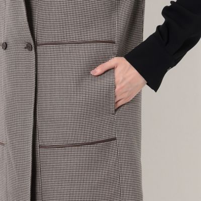 〔　ＴＡＬＬサイズ　〕　【リバーシブル】無地×ハウンドトゥースダブルフェイス　ロングジレ（７６０９ＭＥ０２）
