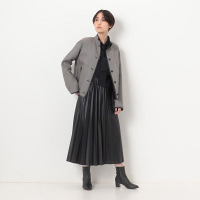 〔　ＴＡＬＬサイズ　〕　【リバーシブル】無地×ハウンドトゥースダブルフェイス　ショートコート（７６０９ＶＥ０４）