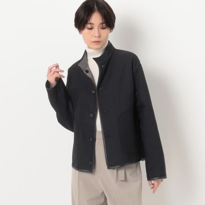 〔　ＴＡＬＬサイズ　〕　【リバーシブル】無地×ハウンドトゥースダブルフェイス　ショートコート（７６０９ＶＥ０４）