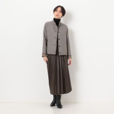 〔　ＴＡＬＬサイズ　〕　【リバーシブル】無地×ハウンドトゥースダブルフェイス　ショートコート（７６０９ＶＥ０４）
