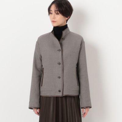 〔　ＴＡＬＬサイズ　〕　【リバーシブル】無地×ハウンドトゥースダブルフェイス　ショートコート（７６０９ＶＥ０４）