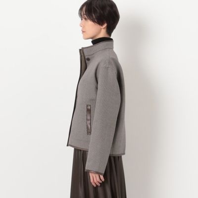 〔　ＴＡＬＬサイズ　〕　【リバーシブル】無地×ハウンドトゥースダブルフェイス　ショートコート（７６０９ＶＥ０４）