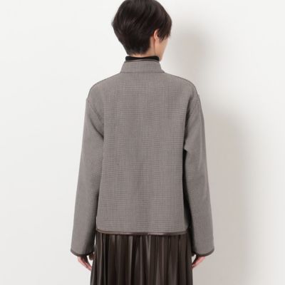 〔　ＴＡＬＬサイズ　〕　【リバーシブル】無地×ハウンドトゥースダブルフェイス　ショートコート（７６０９ＶＥ０４）