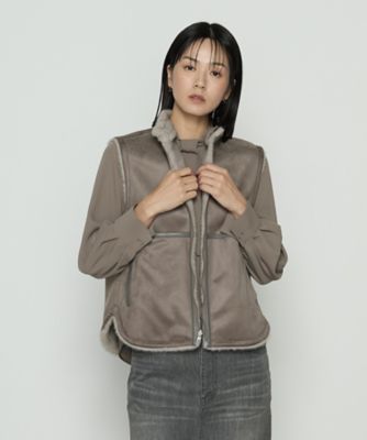 ＜COMME CA TALL (Women/大きいサイズ)＞〔　ＴＡＬＬサイズ　〕　フェイクファー　リバーシブルジレ（７６０９ＶＭ０７）