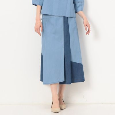 ＜COMME CA TALL (Women/大きいサイズ)＞〔　ＴＡＬＬサイズ　〕　【セットアップ対応】ライトダンガリーデニム　スカート（７６１１ＦＣ０２）