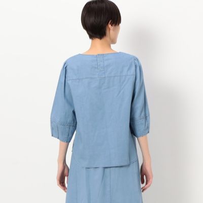 〔　ＴＡＬＬサイズ　〕　【セットアップ対応】ライトダンガリーデニム　バルーン袖ブラウス（７６１１ＨＣ０７）