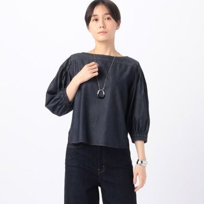 ＜COMME CA TALL (Women/大きいサイズ)＞〔　ＴＡＬＬサイズ　〕　【セットアップ対応】ライトダンガリーデニム　ボリューム袖ブラウス（７６１１ＨＧ０６）