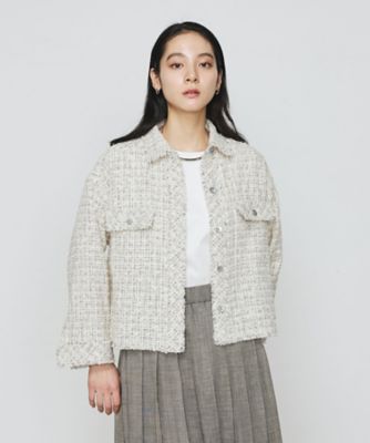 ＜COMME CA TALL (Women/大きいサイズ)＞〔　ＴＡＬＬサイズ　〕　サマーツイード　クロプトシャツ（７６１１ＨＫ０８）