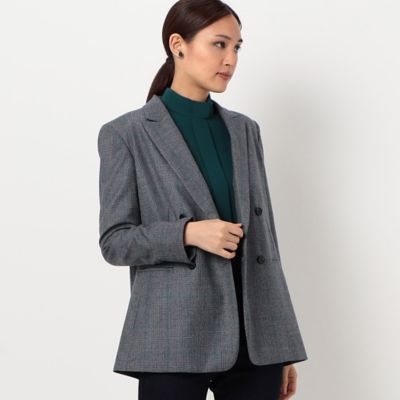 ＜COMME CA TALL (Women/大きいサイズ)＞〔ＴＡＬＬサイズ〕【セットアップ対応】チェックフラノ　ダブルブレストジャケット（７６１１ＪＡ０４）