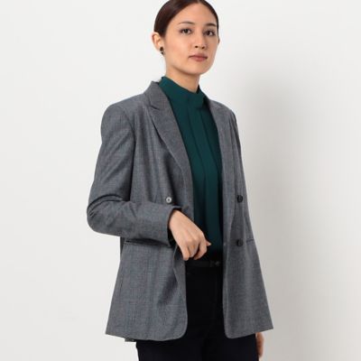 〔ＴＡＬＬサイズ〕【セットアップ対応】チェックフラノ　ダブルブレストジャケット（７６１１ＪＡ０４）