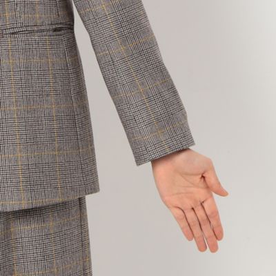 〔ＴＡＬＬサイズ〕【セットアップ対応】チェックフラノ　ダブルブレストジャケット（７６１１ＪＡ０４）