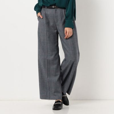 ＜COMME CA TALL (Women/大きいサイズ)＞〔ＴＡＬＬサイズ〕【セットアップ対応】チェックフラノ　タックワイドパンツ（７６１１ＰＡ０５）