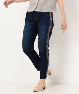 ＜COMME CA TALL (Women/大きいサイズ)＞〔　ＴＡＬＬサイズ　〕　中空ストレッチデニム　ウエストリブパンツ（７６１１ＰＣ０４）