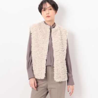 ＜COMME CA TALL (Women/大きいサイズ)＞〔　ＴＡＬＬサイズ　〕　フェイクファー　ジレ（７６１１ＶＥ０５）