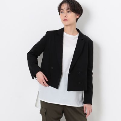 〔　ＴＡＬＬサイズ　〕　キュプラストレッチサテン　クロップドジャケット（７６１２ＪＣ０３）