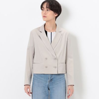 〔　ＴＡＬＬサイズ　〕　キュプラストレッチサテン　クロップドジャケット（７６１２ＪＣ０３）