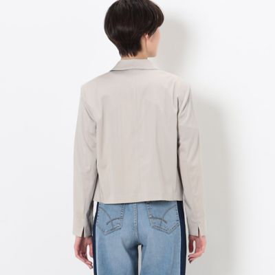 〔　ＴＡＬＬサイズ　〕　キュプラストレッチサテン　クロップドジャケット（７６１２ＪＣ０３）