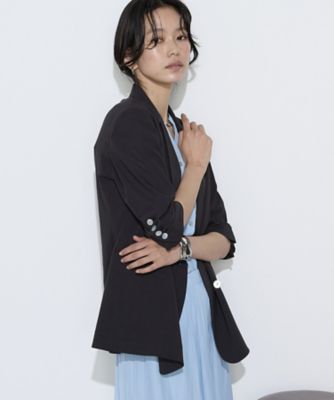 ＜COMME CA TALL (Women/大きいサイズ)＞〔　ＴＡＬＬサイズ　〕　リネン／トリアセテートストレッチ　ダブルブレストジャケット（７６１２ＪＯ０４）