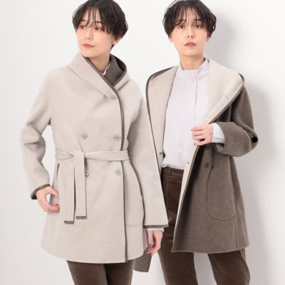 ＜COMME CA TALL (Women/大きいサイズ)＞〔　ＴＡＬＬサイズ　〕　【リバーシブル】ロイヤルジーロンビーバーダブルフェイス　コート（７６１２ＷＥ０４）