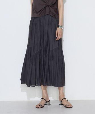 ＜COMME CA TALL (Women/大きいサイズ)＞〔　ＴＡＬＬサイズ　〕　【セットアップ対応】カッセンシフォンオーガンジー　アシンメトリーギャザースカート（７６１３ＦＯ０４）