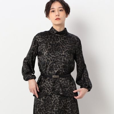 ＜COMME CA TALL (Women/大きいサイズ)＞〔ＴＡＬＬサイズ〕レオパード柄　ハイネックブラウス（７６１３ＨＡ０６）