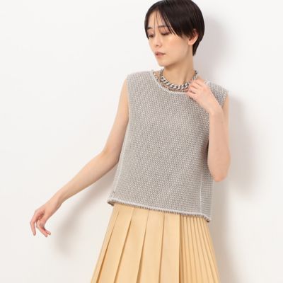 ＜COMME CA TALL (Women/大きいサイズ)＞〔　ＴＡＬＬサイズ　〕　【前後２ＷＡＹ】からみ織り　ノースリーブブラウス（７６１３ＨＣ０８）