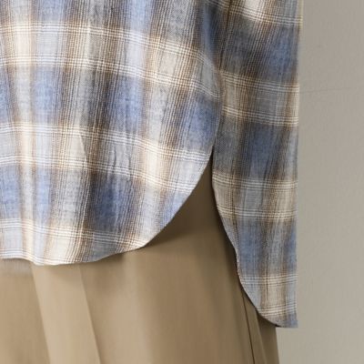 〔ＴＡＬＬサイズ〕オンブレ―チェック　ロングシャツ（７６１３ＨＷ０６）