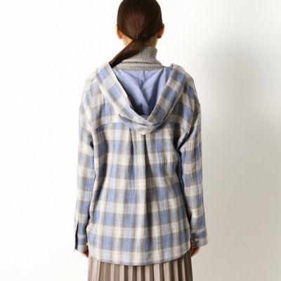 〔ＴＡＬＬサイズ〕オンブレ―チェック　フード付きシャツ（７６１３ＨＷ０７）