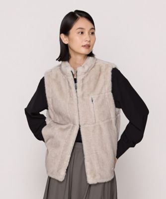 COMME CA TALL (Women/大きいサイズ)/コムサ トール 〔 TALLサイズ 〕 フェイクファー ジレ(7613VI05)
