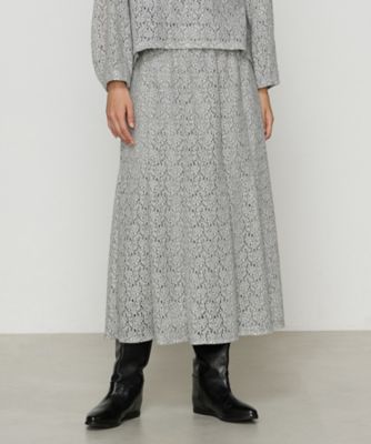 ＜COMME CA TALL (Women/大きいサイズ)＞〔　ＴＡＬＬサイズ　〕　【セットアップ対応】フラワーモチーフ起毛ウールレース　スカート（７６１４ＦＩ０８）