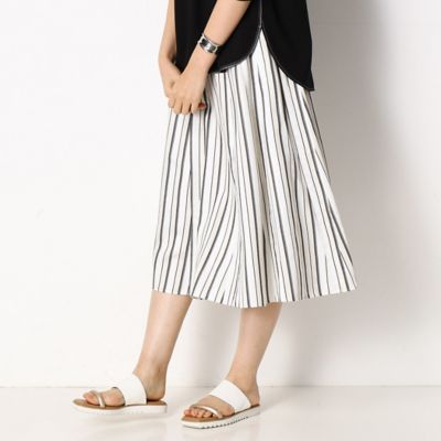 ＜COMME CA TALL (Women/大きいサイズ)＞〔ＴＡＬＬサイズ〕【セットアップ対応】亜麻色ストライプ　スカート（７６１４ＦＹ０５）