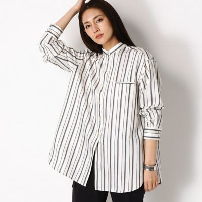 〔ＴＡＬＬサイズ〕【セットアップ対応】亜麻色ストライプ　ビックシルエットシャツ（７６１４ＨＹ１０）