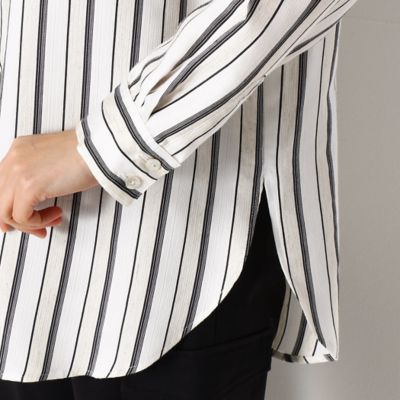 〔ＴＡＬＬサイズ〕【セットアップ対応】亜麻色ストライプ　ビックシルエットシャツ（７６１４ＨＹ１０）
