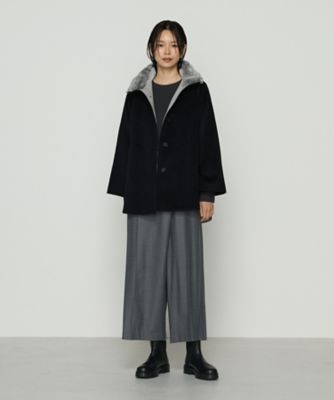 TALLサイズ 〕 アンゴラウール ・Aラインショートコート 