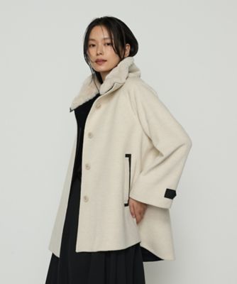 ＜COMME CA TALL (Women/大きいサイズ)＞〔　ＴＡＬＬサイズ　〕　アンゴラウール　・Ａラインショートコート（７６１５ＷＭ０３）
