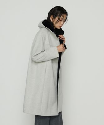 TALLサイズ 〕 アンゴラウール スタンドフーデットコート